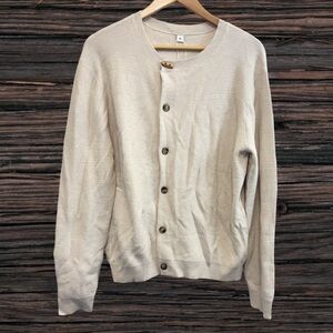 Cream Knitted Cardigan with Ribbed Detailing